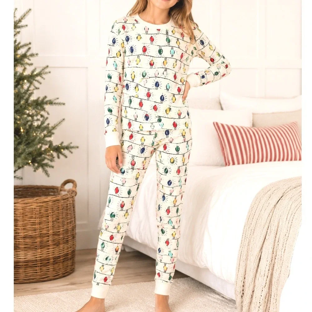 Hanna Andersson Organic Cotton Christmas Lights Holiday Pajama Set Kids